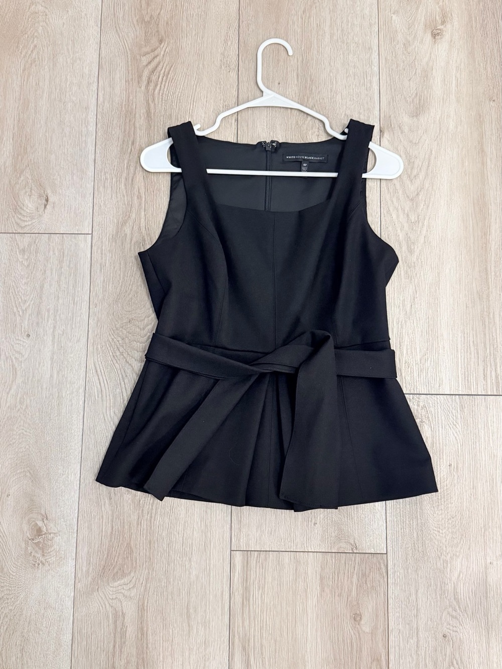 White House Black Market Black Sleeveless Top with Waist Tie.